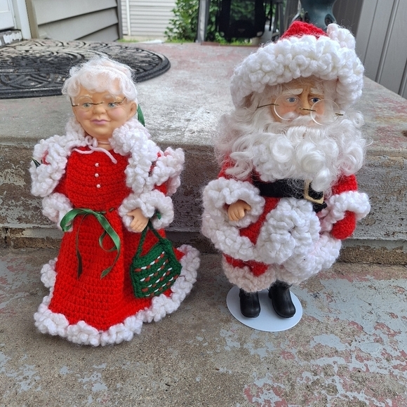 Vintage Other - Vintage Christmas Hand Crocheted Santa and Mrs. Clause